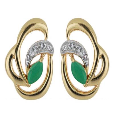 BUY 925 SILVER EMERALD TRANSPARENT GEMSTONE EARRING IN GOLD PLATED 